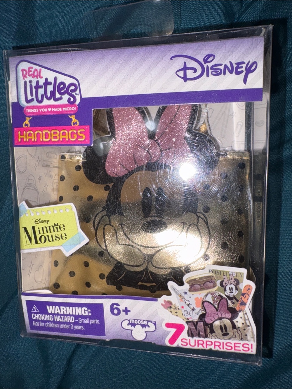 Real Littles - Disney Gold Polka Dot Minnie Handbag with Pink Glitter Bow